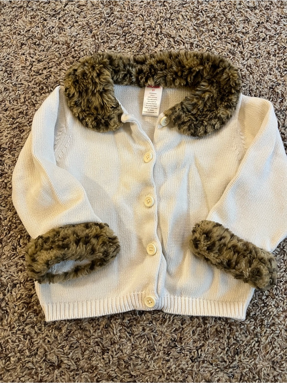 Gymboree Cream and Faux Cheetah Fur Cardigan - girly, quiet luxury